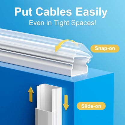 Yecaye Cord Cover - 42in TV Cord Hider for Up to 4 Cords | White Cable Raceway & Wire Concealer