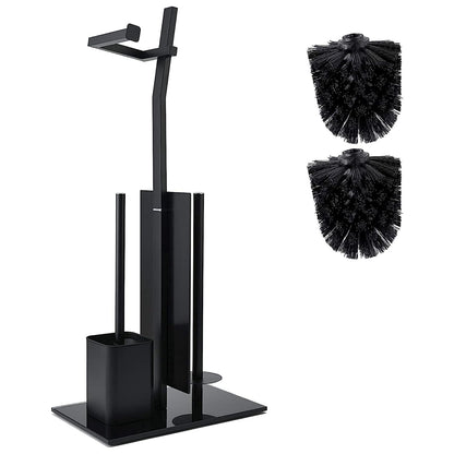 smartpeas Set 32x20x70cm 1+2 WC with roll Holder - Black Toilet Paper Holder - Stainless Steel Glass Base Dim.: Easy