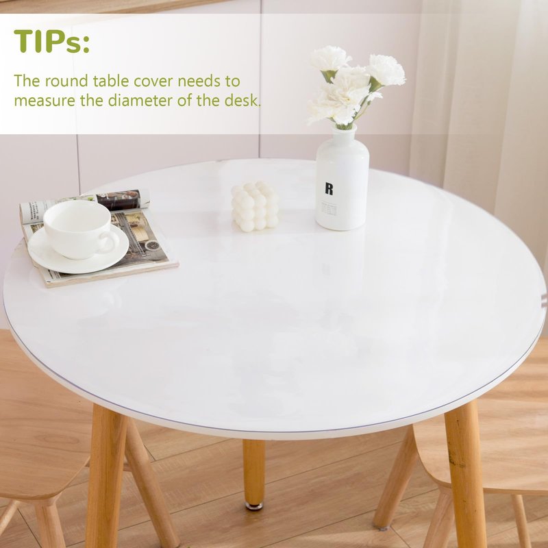 Eisdroma 54 Inch Round Clear Table Cover Protector, 2mm Thick Round Clear Table Protector for Dining Room Table, Waterproof Round Plastic Vinyl Table Pad