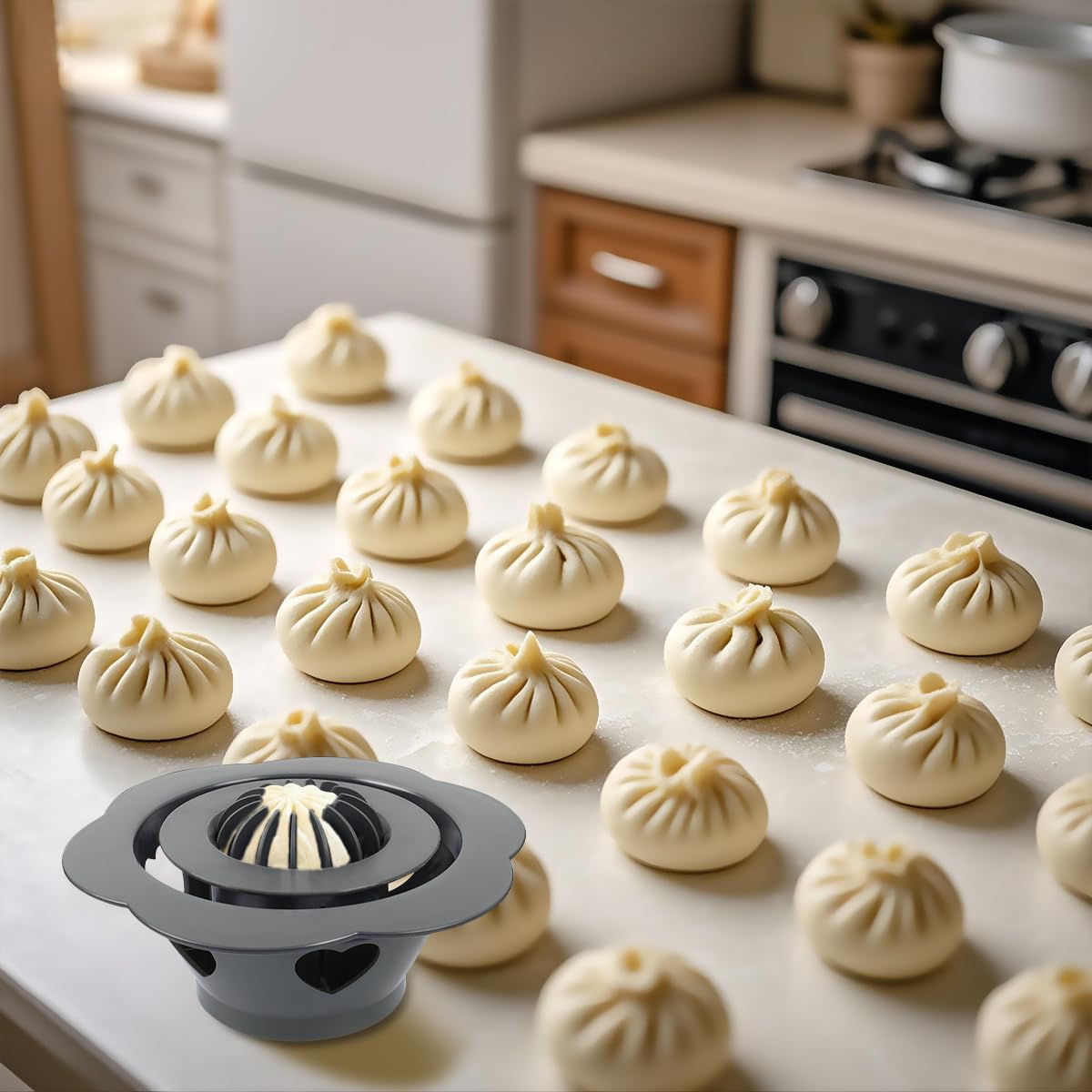 MDJVLNQ Big Dumpling Maker Momo Machine,6.57" Baozi Maker Machine Mold Food Grade PP Kitchen Gadget Tool Homemade Bao Buns Ease Use And Clean For Home Kitchen Beginners