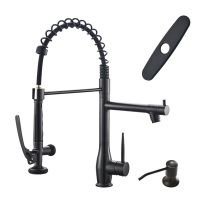 GIMILI ORB Commercial Kitchen Faucet with Pull Down Sprayer, Double Headed Single Handle High Pressure Kitchen Faucet with Soap Dispenser