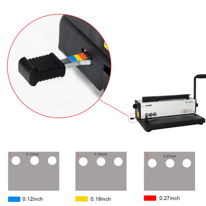 Burostyle TD-1200R Binding Machine, 3:1 Pitch Wire Binding Machine, 34 Round Holes, Punch 12 Sheets/Bind 120 Sheets with Sturdy Metal Construction