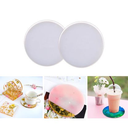 2pcs 7 Inch Resin Tray Molds, Round Rolling Tray Molds, Big Flat Round Coaster Resin Epoxy Silicone Board Molds for DIY Crafts