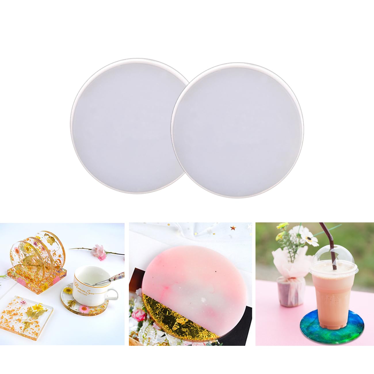 2pcs 7 Inch Resin Tray Molds, Round Rolling Tray Molds, Big Flat Round Coaster Resin Epoxy Silicone Board Molds for DIY Crafts