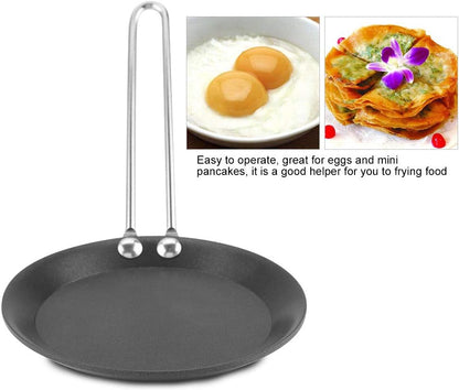 Zerodis Mini Egg Pan, Nonstick Frying Skillet for Household Pancakes, Steel Handle, Kitchen Camping Cookware