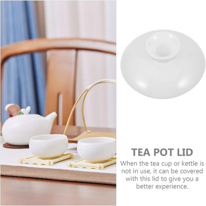 Zerodeko Ceramic Tea Cup Lid: Replacement Tea Pot Teacup Ceramic Lid Drink Cover - White