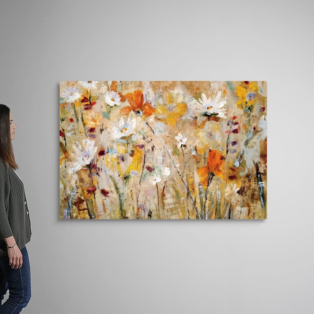 CANVAS ON DEMAND Jostle Canvas Wall Art Print by Jill Martin, Contemporary, Home Decor, Floral, Flowers, Artwork,60" x40in