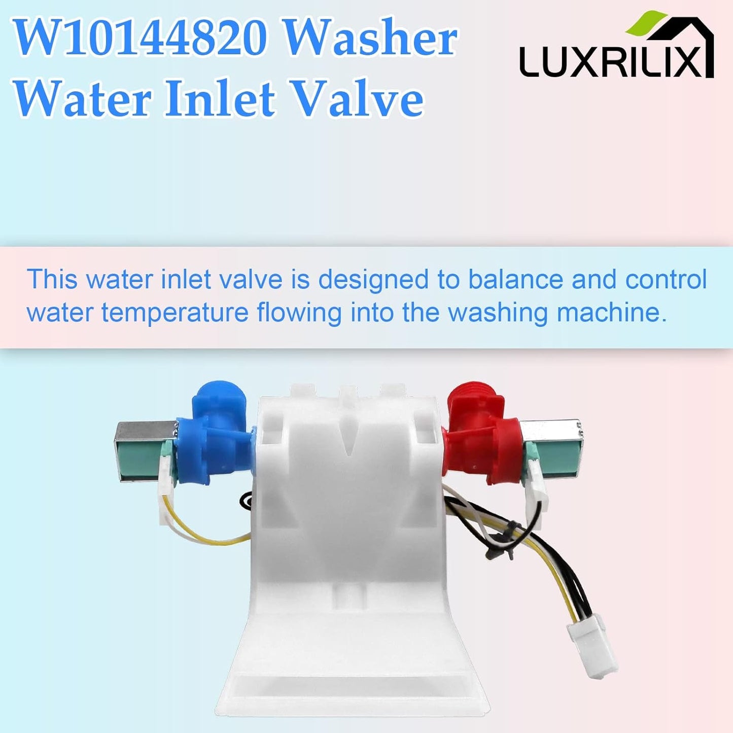 Washer Water Inlet Valve W10140911 W10144820 Replacement for Kenmore, Amana, Whirlpool, Fits W10311458