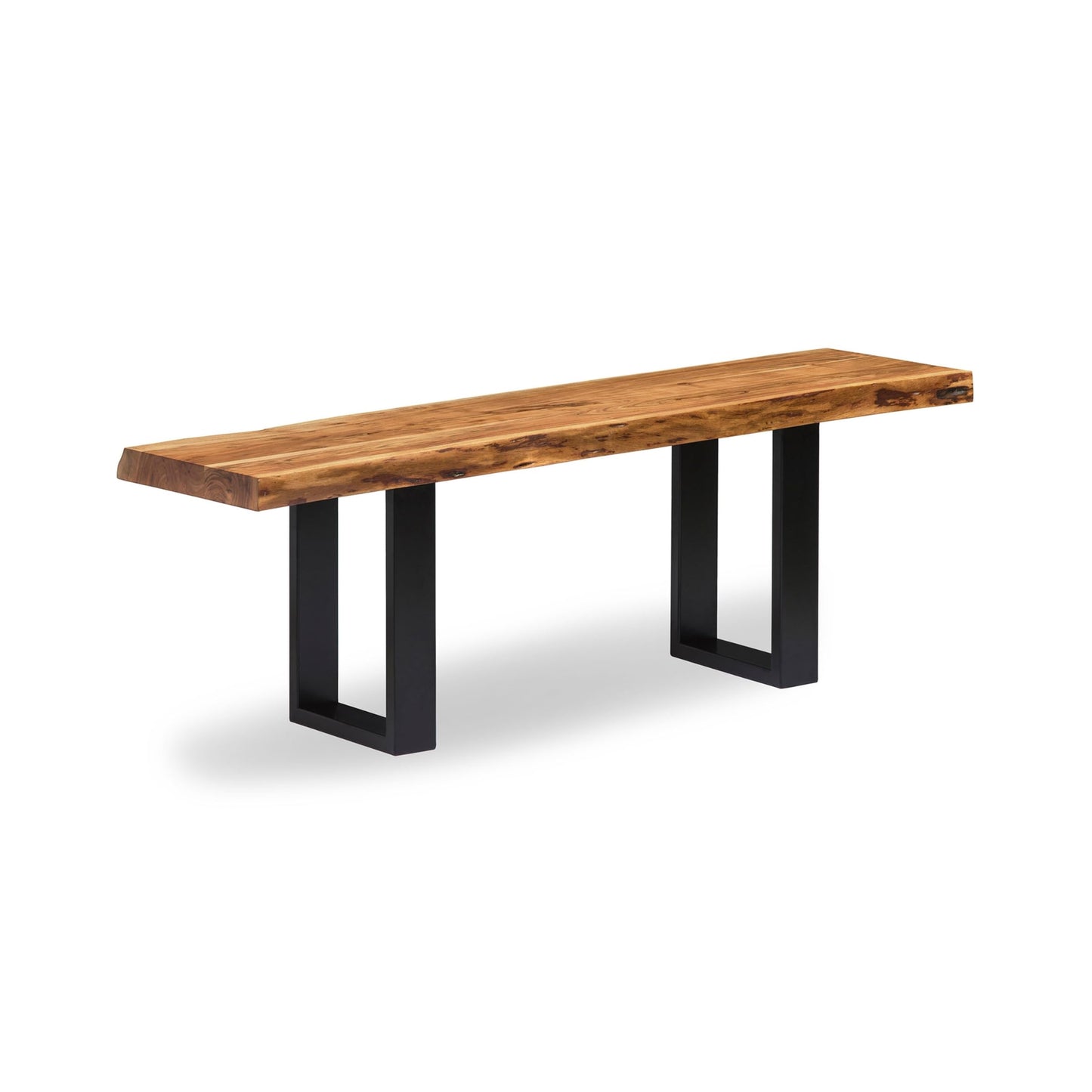 Alaterre Furniture Alpine Solid Wood Entryway Bench - 48 Inch Industrial Modern Bedroom Bench with Live Edge and Metal Legs - Furniture for Entryway, Dining Room, Kitchen, or Bedroom