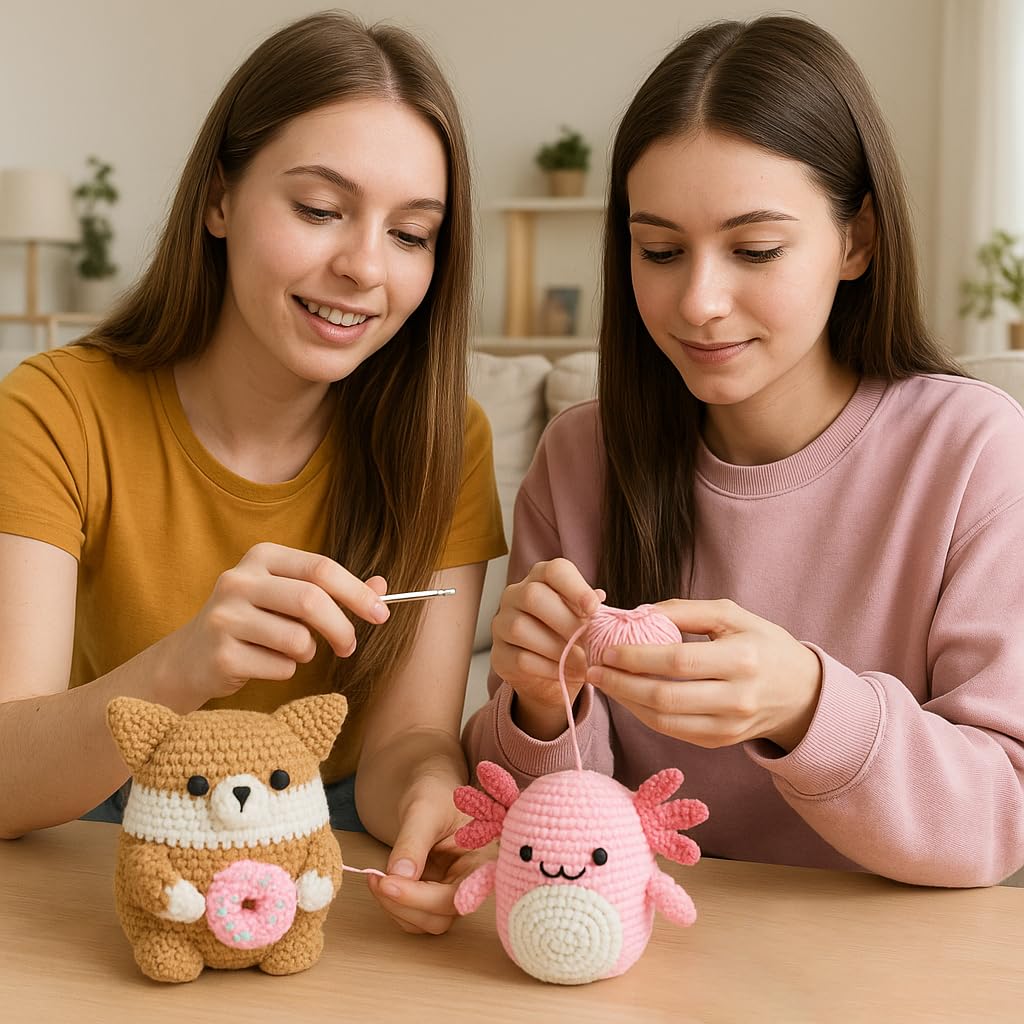 HOUSE CREATIVITY Cat Crochet Kit for Beginners – Make a Variety of Adorable Kittens, Amigurumi Crochet Starter Kit with Yarn, Eyes & Step-by-Step Video Tutorial, DIY Craft for Cat Lovers