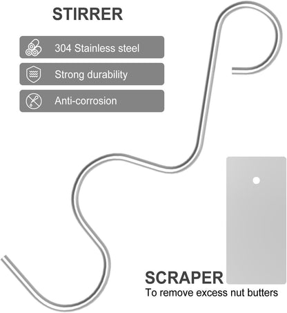 wanjiashanxuan Set Peanut Butter Stirrer Tool - Effortlessly Mixes Nut Butters, Perfect for Breads, Cakes & Cookies