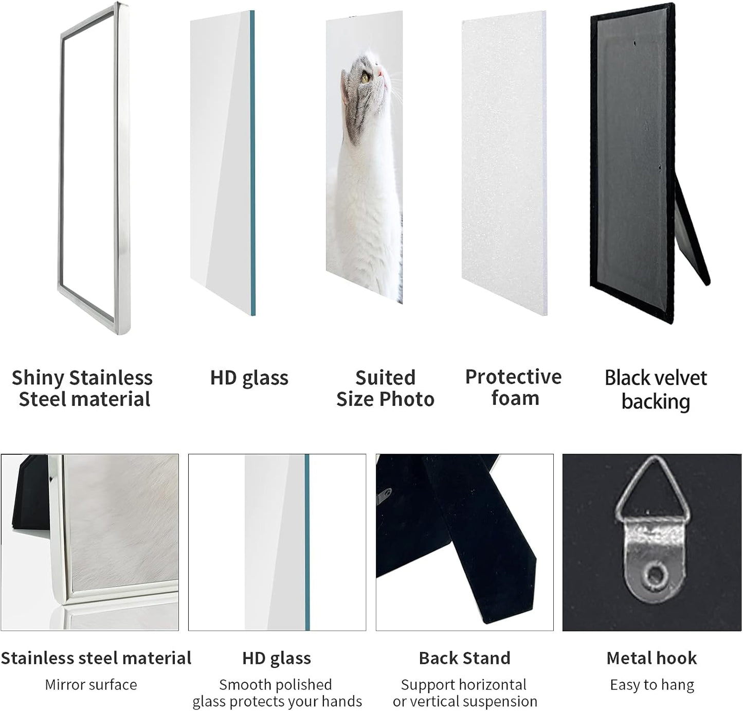DECANIT 3.5x5 Metal Picture Frame, Thin Profile Photo Frame for Wall or Tabletop, Silver