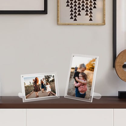 CECOLIC 6x8 Acrylic Photo Frame, Clear Acrylic Magnetic Picture Frames, Double Sided Magnetic Photos Frames for Tabletop Display, Postcard Display Frame for Family Friends Photos (1 Pack)
