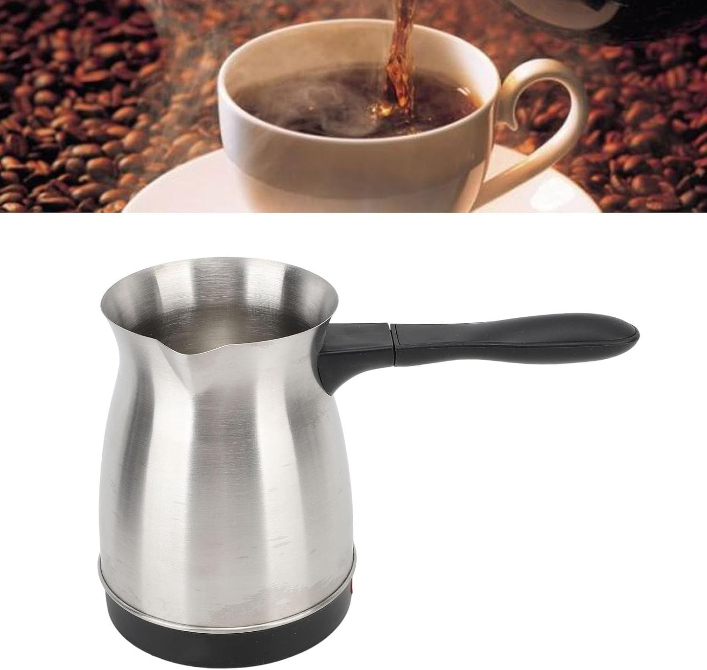 Yunir 600ML Electric Coffee Maker, 6 Cup Stainless Steel Pot, Portable Anti-Slip Kettle for Brewing