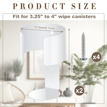 Maxcheck 2 Pcs Wall Mount Wipe Holder Heavy Duty Wall Bracket White Container Dispenser Rack for Makeup Remover Wipes in Rooms Home Office Restroom