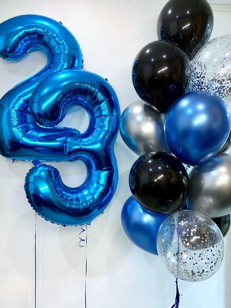 Metallic Blue Number 5 Balloon - 40 Inch Giant Foil Balloon for 5th Birthday Party Decorations