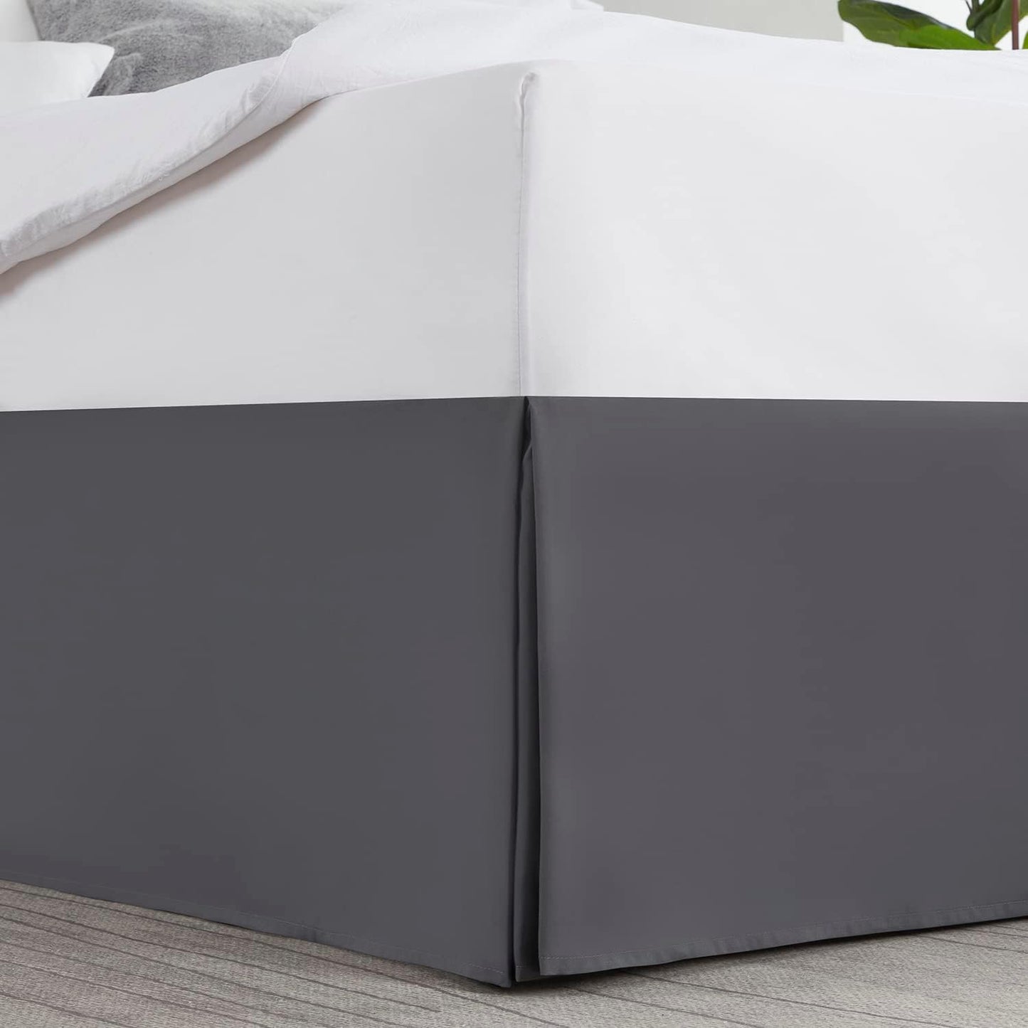 Nestl Dark Gray Bed Skirt Queen Size - 14 Inch Drop, Pleated Microfiber Hotel Quality