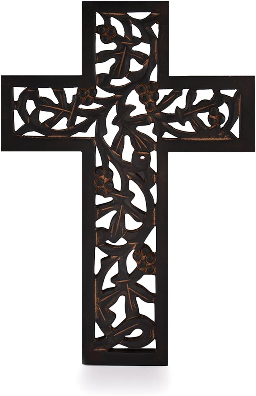 Nirvana Class Wooden Wall Hanging Cross, Handmade Antique Design for Home Living Room Décor Accessory