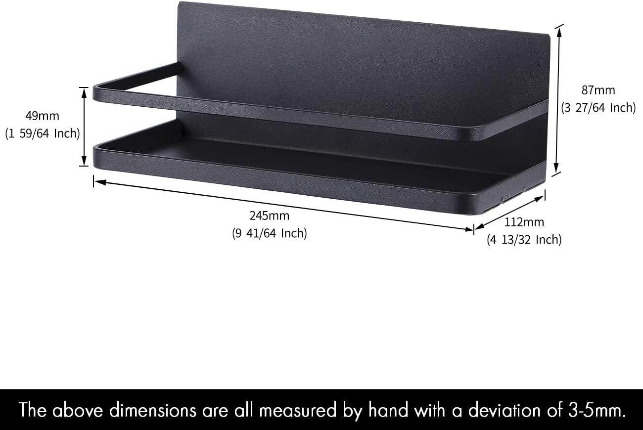 KES Magnetic Spice Rack for Refrigerator, Magnetic Shelf Spice Shelf for Kitchen, 2 Pack Matte Black