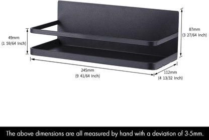 KES Magnetic Spice Rack for Refrigerator, Magnetic Shelf Spice Shelf for Kitchen, 2 Pack Matte Black