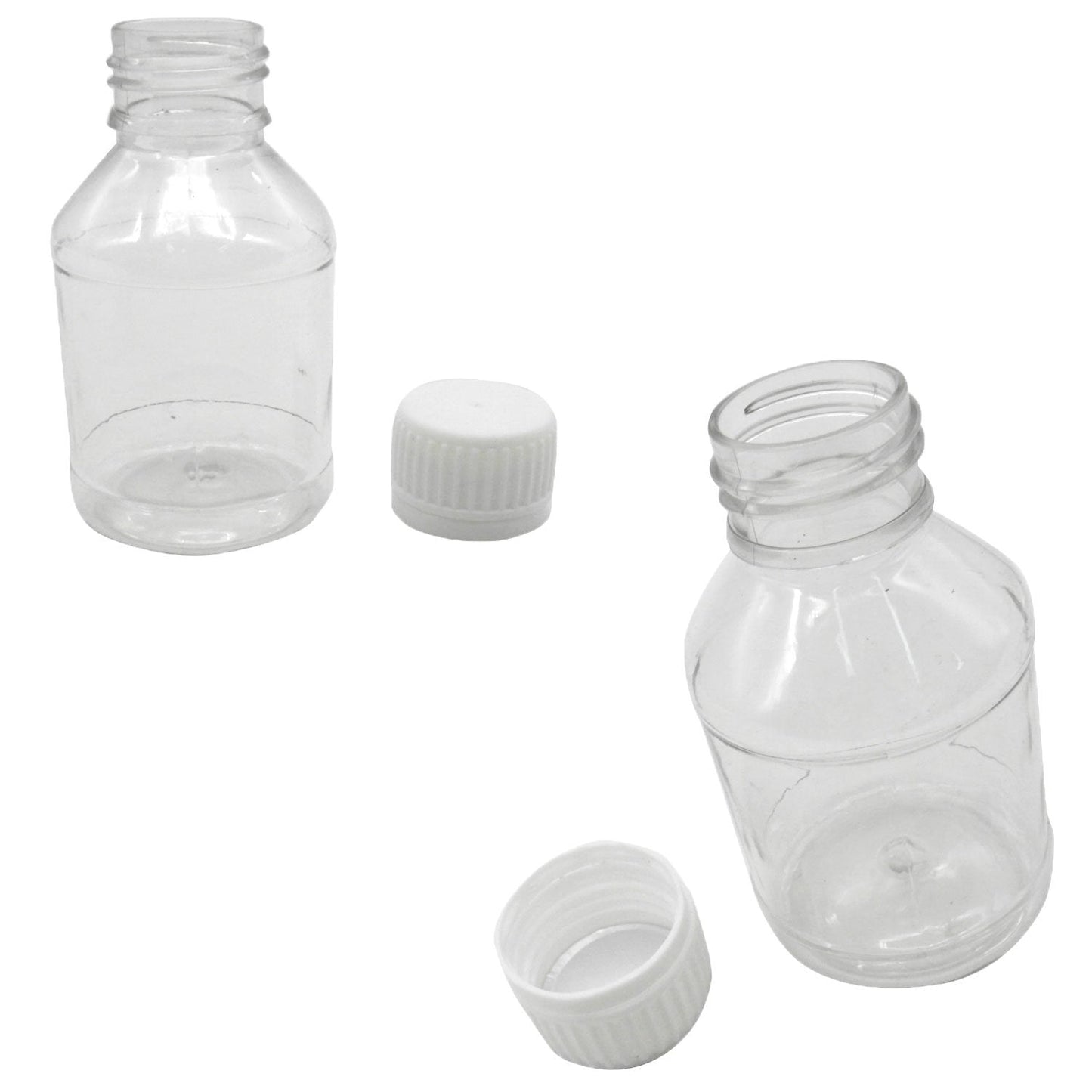 TRENDBOX Pack of 50 - Clear Empty PET Mini Storage Bottles Hard Plastic Durable Turn Screw Cover Cap Round Filling Liquid Rhinestones Water Container