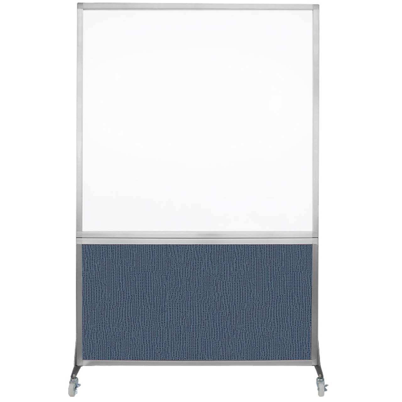DivideWrite Mobile Whiteboard | Double Sided Dry Erase Board | Portable Office Cubicle Partition | Display for Classrooms, Conference Rooms, Meeting Areas and More | Ocean Fabric 4' Wide X 6' Tall