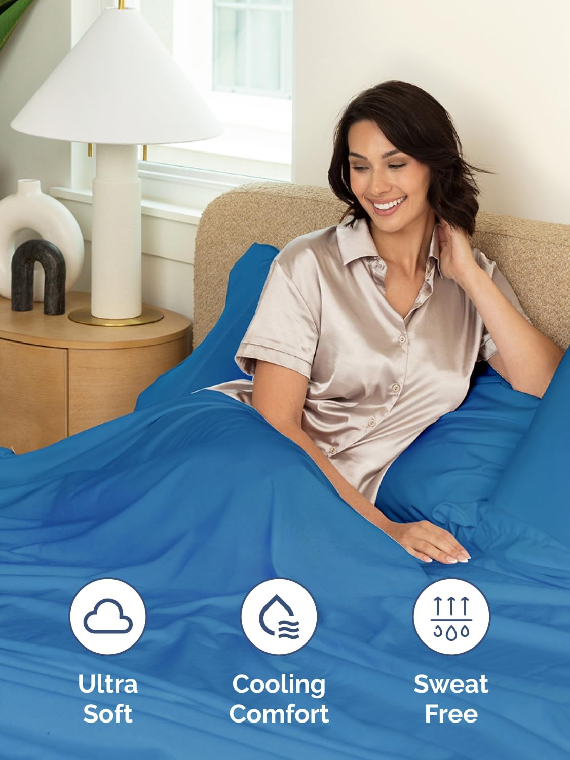 Skiennix Extra Deep Split King Sheet Set - 7 Piece Cooling Bedding - Soft, Wrinkle-Free Royal Blue