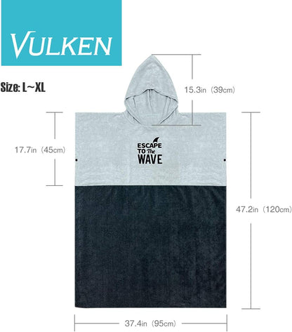 Vulken Extra Large Thick Hooded Beach Towel Changing Robe. Surf Poncho Men for Easy Change in Public. Quick Dry