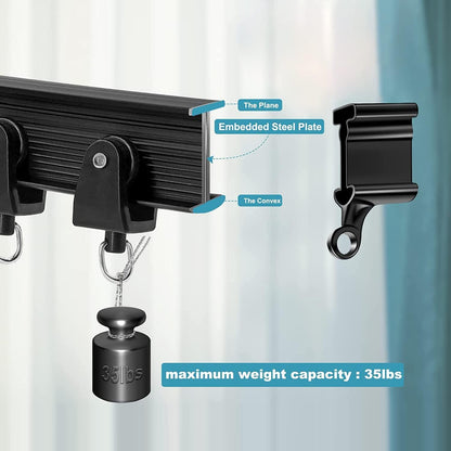 KOLAKO Curtain Track Accessories for Flexible Bendable Curved Ceiling Wall Mount Black Sliding Drop Hardware Set – 20Ft