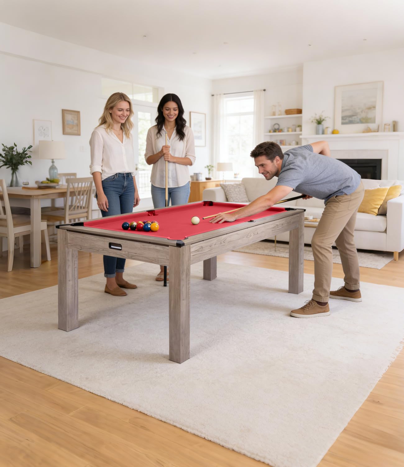 Garvee 7FT Professional Pool Table Set for Adults, Billiard Table Set with Complete Accessories - Rustic Grey Game Table with Black Cloth,Ideal for Home Game Room & Parties