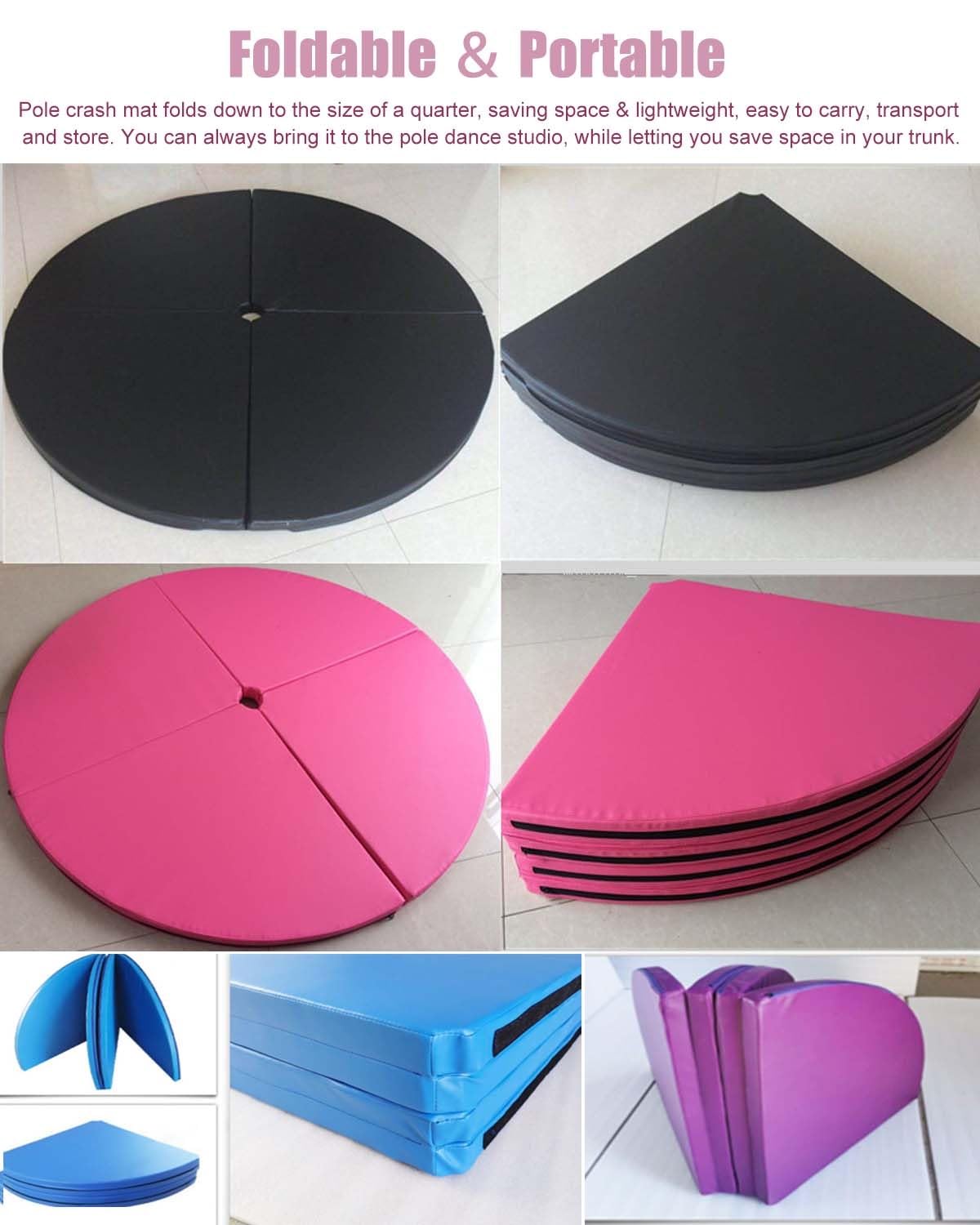 Portable Crash Mat for Pole Dance & Aerial Arts, 1"/2" Thick Yoga Safety Pad, 55"x2" Red Collapsible Tumbling Mat, Ideal for Lyra Hoop, Gymnastics & Dance.