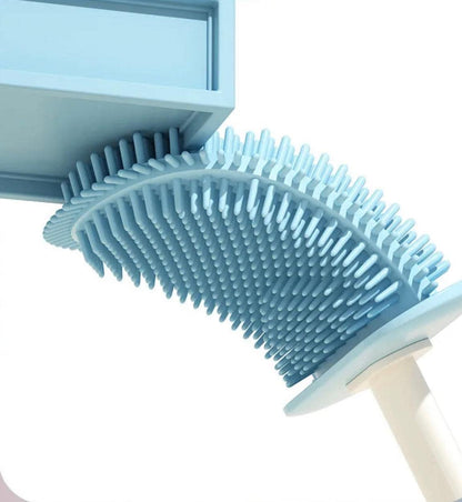 Toilet Bowl Brush and Holder Set with 2 Types of Brushes, Rubber & Silicone, Wall Mount Holder, Gray