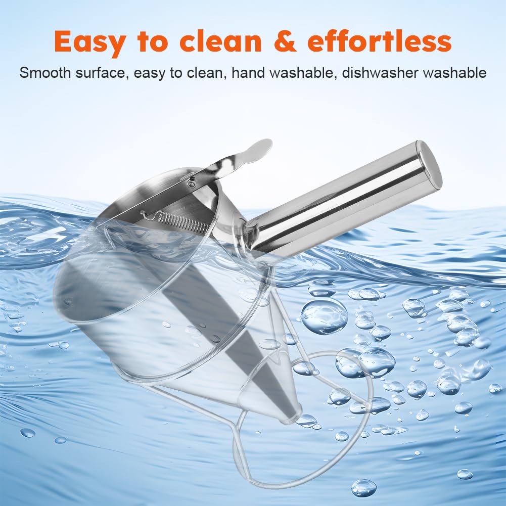 Pancake Batter Dispenser, Stainless Steel Funnel Cake Dispenser with with Squeeze Handle & Stand for Cupcakes, Pancakes, Takoyaki, Waffle and Baked Goods(Size:S,600ml)