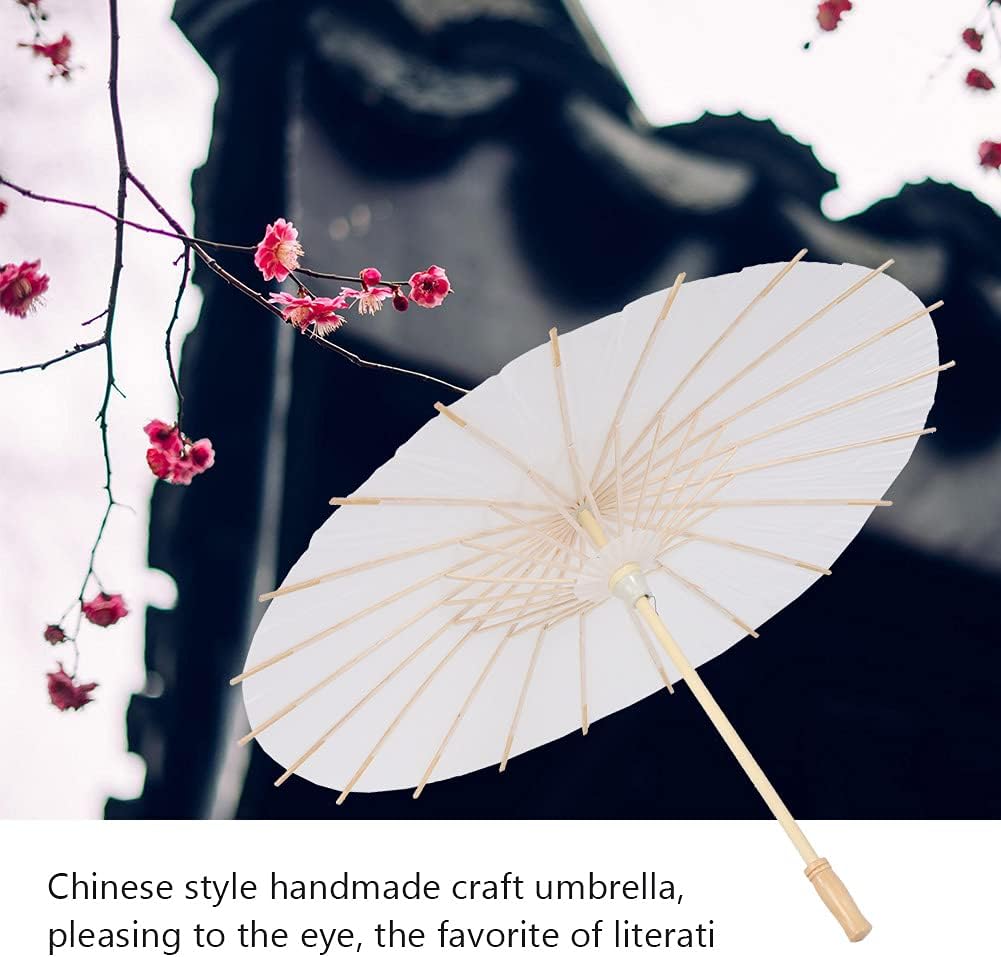 White Papier Umbrella Parasol, Handmade Classical Craft Umbrella, DIY Free to Draw