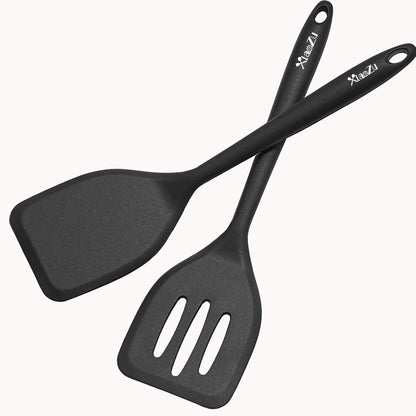 Silicone Spatula Turner Set, High Heat Resistant Nonstick Rubber Flippers for Baking & Cooking
