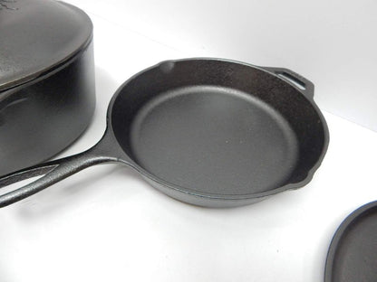 Lodge Cast Iron Set - 4-Piece Set - Pre-Seasoned Kitchen Set - Skillet, Griddle & Dutch Oven Included - PFAS-Free Non-Toxic Cookware