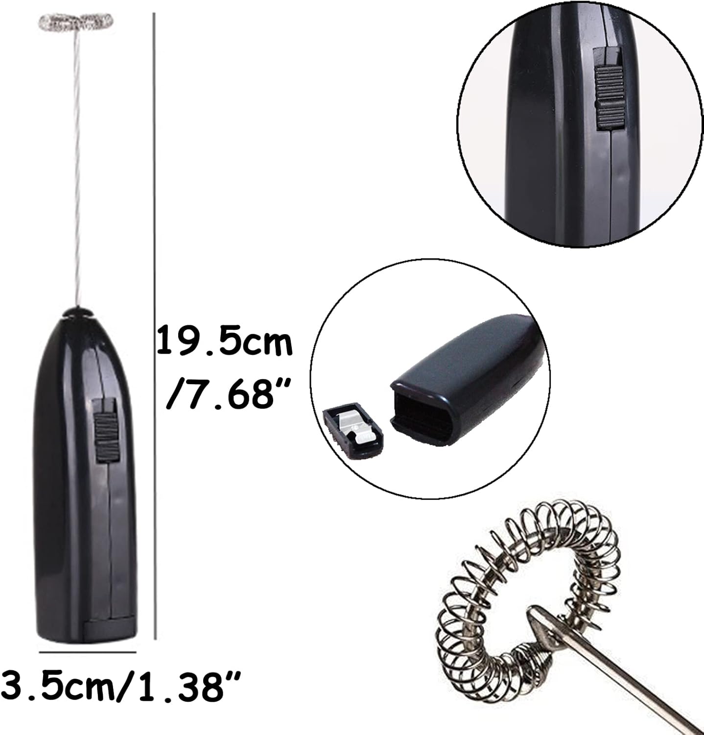 Milk Frother Handheld for Coffee, Electric Whisk Drink Mixer for Lattes, Cappuccino, Frappe, Matcha