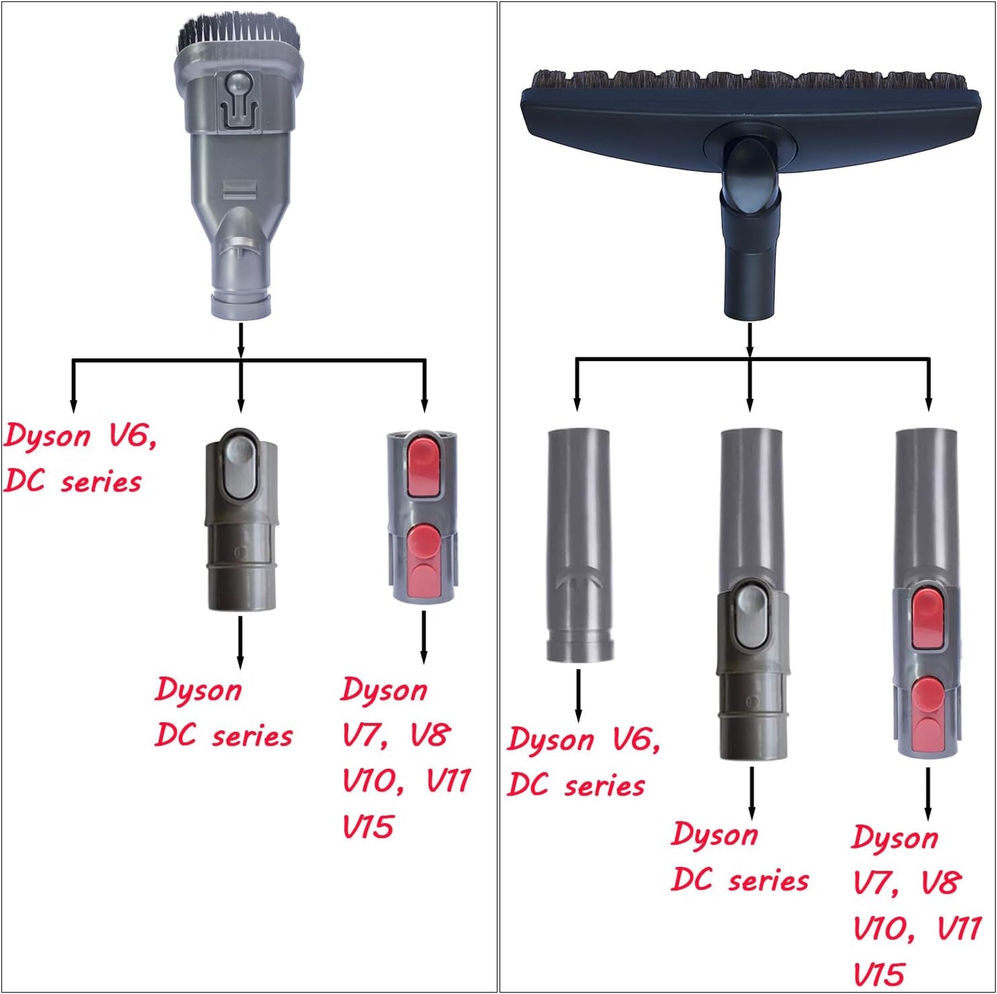 Vacuum Attachments for Dyson V6/Ball Animal 2, 3, DC33, DC39, DC41, DC56, DC59, DC65, DC07, DC14