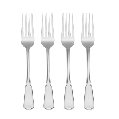 Oneida Silverware Set, Colonial Boston Everyday Dinner Forks 4-Piece Flatware Set, Service For 4, 18/0 Stainless Steel, Rust Resistant, Dishwasher Safe, Utensils Sets, Dinner Fork (Silver, 4 Piece)