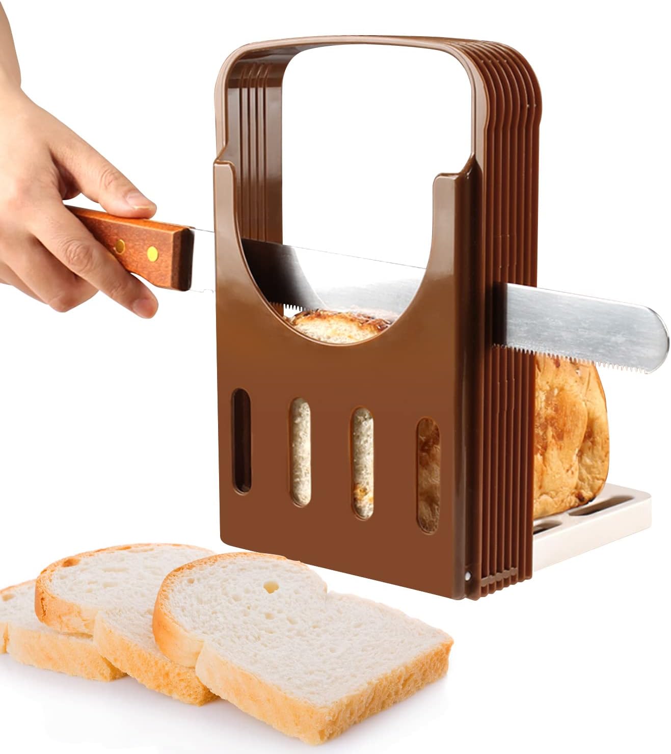 Zerodis Bread Slicer, Foldable Kitchen Tools with 4 Thickness for Homemade Bread