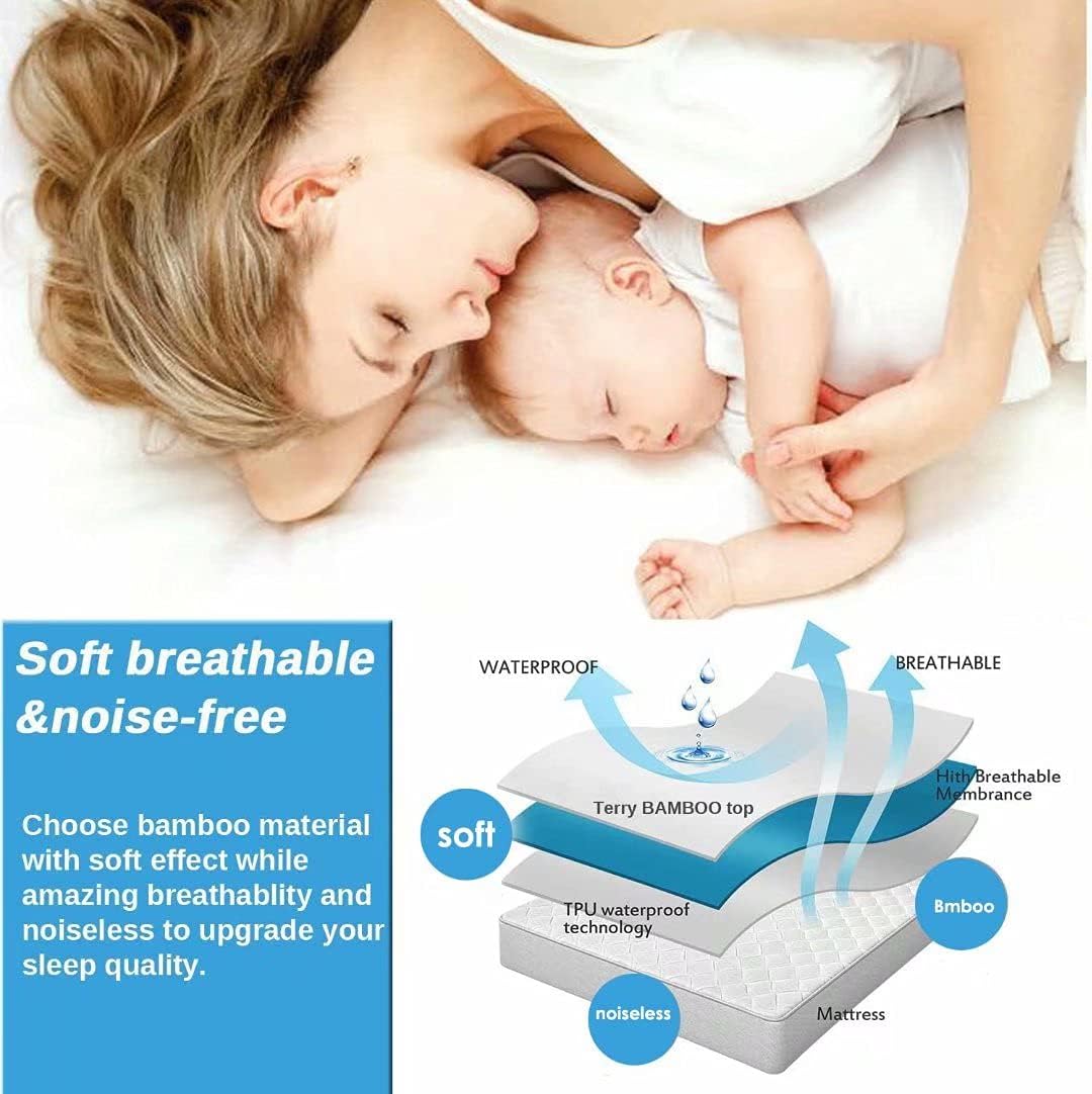 Full Size Cooling Mattress Protector Pad, Breathable Fitted Sheet Style, Waterproof for Pets