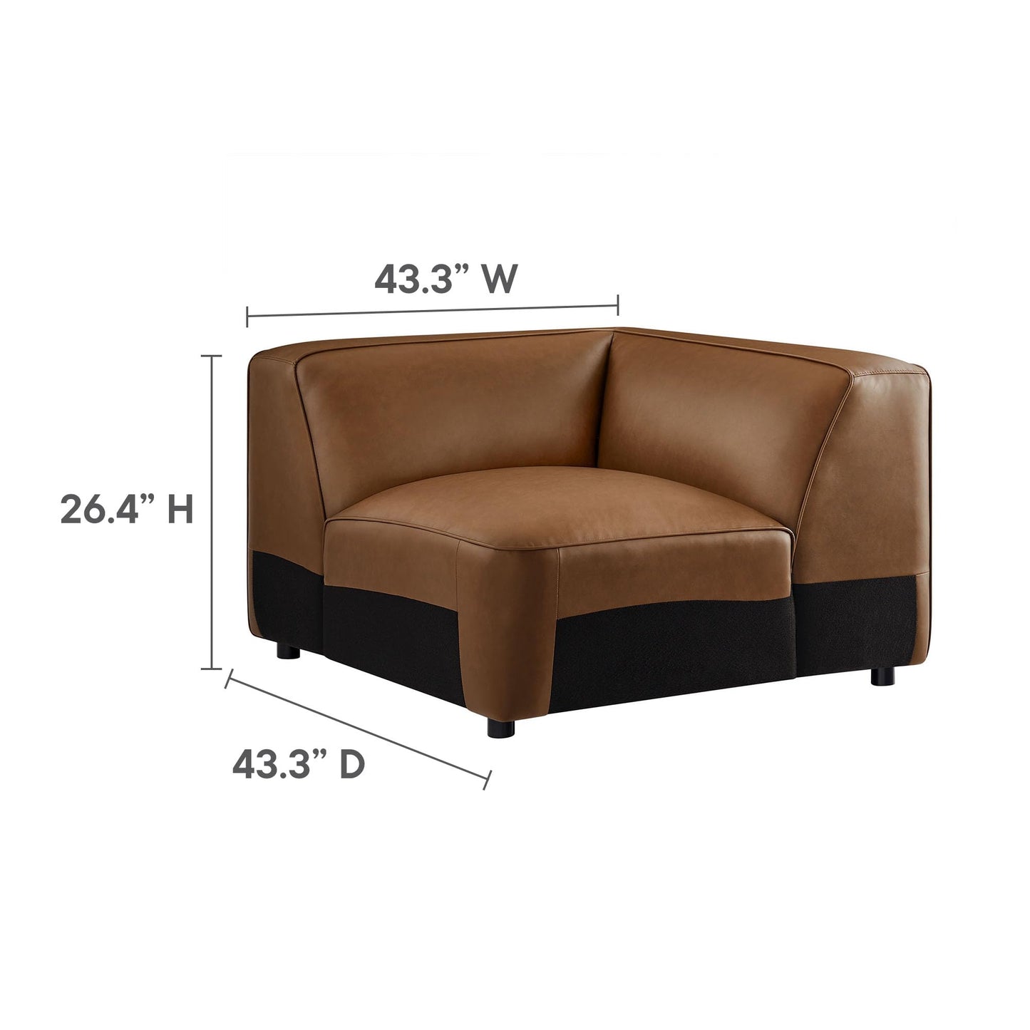 Modway Auren Vegan Leather 5 Piece Armless Modular Sofa in Coffee - Faux Leather L Shaped Sectional - Comfy Modern PU Leather Sofa - Oversized Mid Century Modern Couch for Living Room