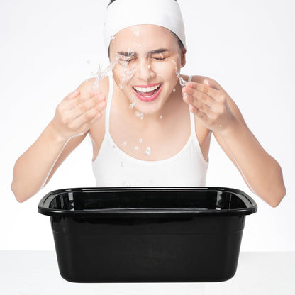 Sadstory 14 Quart Plastic Wash Tub, Black Rectangular Dishpan, 4 Packs