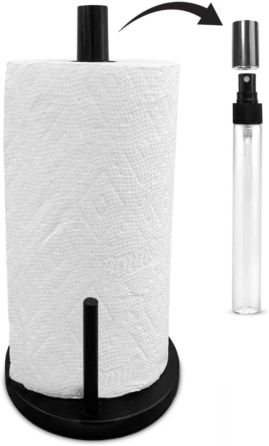 2 1 Countertop BLUJAYE in Paper Towel Holder with Spray Bottle - Matte Black Paper Towel Holder & Spray Bottle