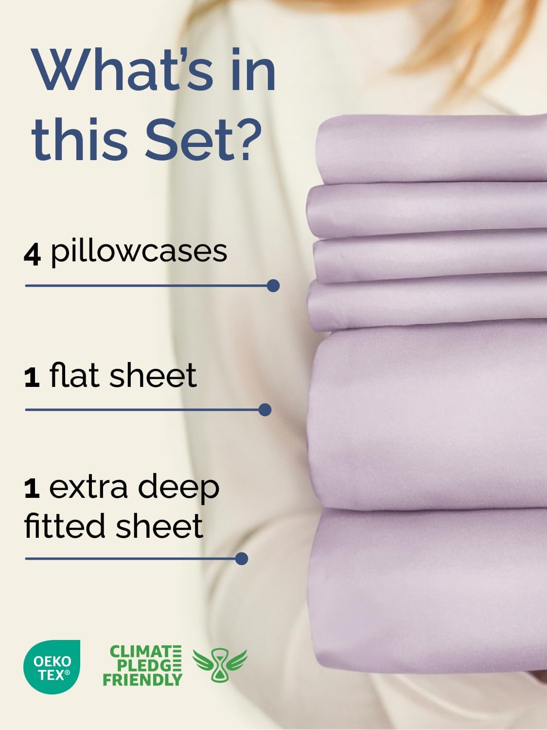Skiennix Extra Deep King Sheet Set | 6-Piece Breathable Cooling Bedding - Soft Light Lavender, Wrinkle-Free