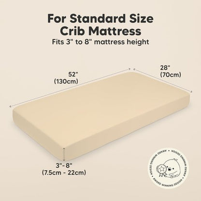 KeaBabies Organic Crib Sheets - 2-Pack Fitted Mattress Covers in Khaki | Soft, Breathable Jersey Cotton for Boys & Girls