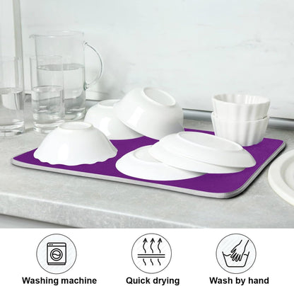 Deep Purple Dish Drying Mat for Kitchen Counter, 18 x 24 Inch Absorbent Microfiber Dry Dishes Pad for Decor