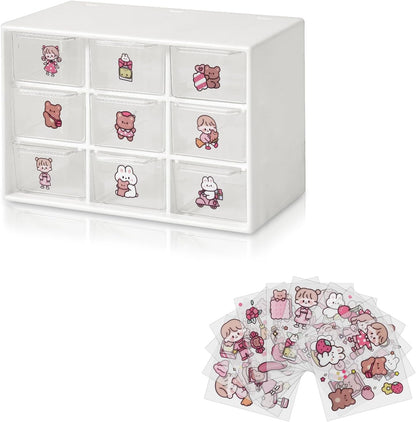 Mini Desk Organizer Drawer, 9 Removable Plastic Organizers for DIY Crafts, Art Supplies, and Jewelry Storage