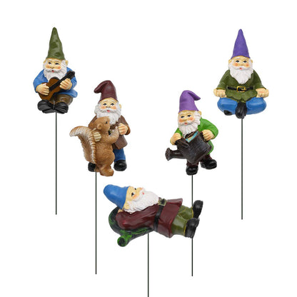 FANWNKI Garden Miniature Gnomes Set of 5PCS,Happy Life Gift for Outdoor Fairy Garden Yard Lawn Décor