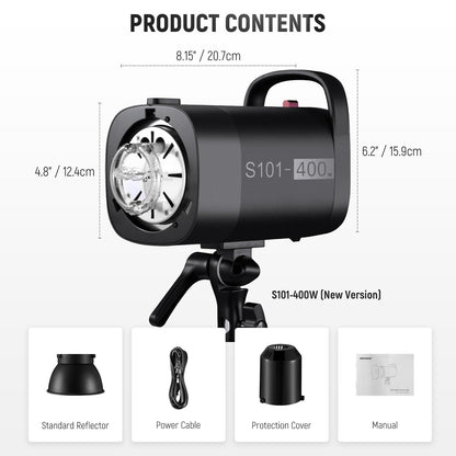 NEEWER 800Ws Studio Monolight Flash Light Kit (2 Pack), S101-400W 5600K Strobe Light with 150W Modeling Lamp/Bowens Mount/Softbox/Stand/Reflector/RT-16 Trigger/Bag for Portrait Product Photography